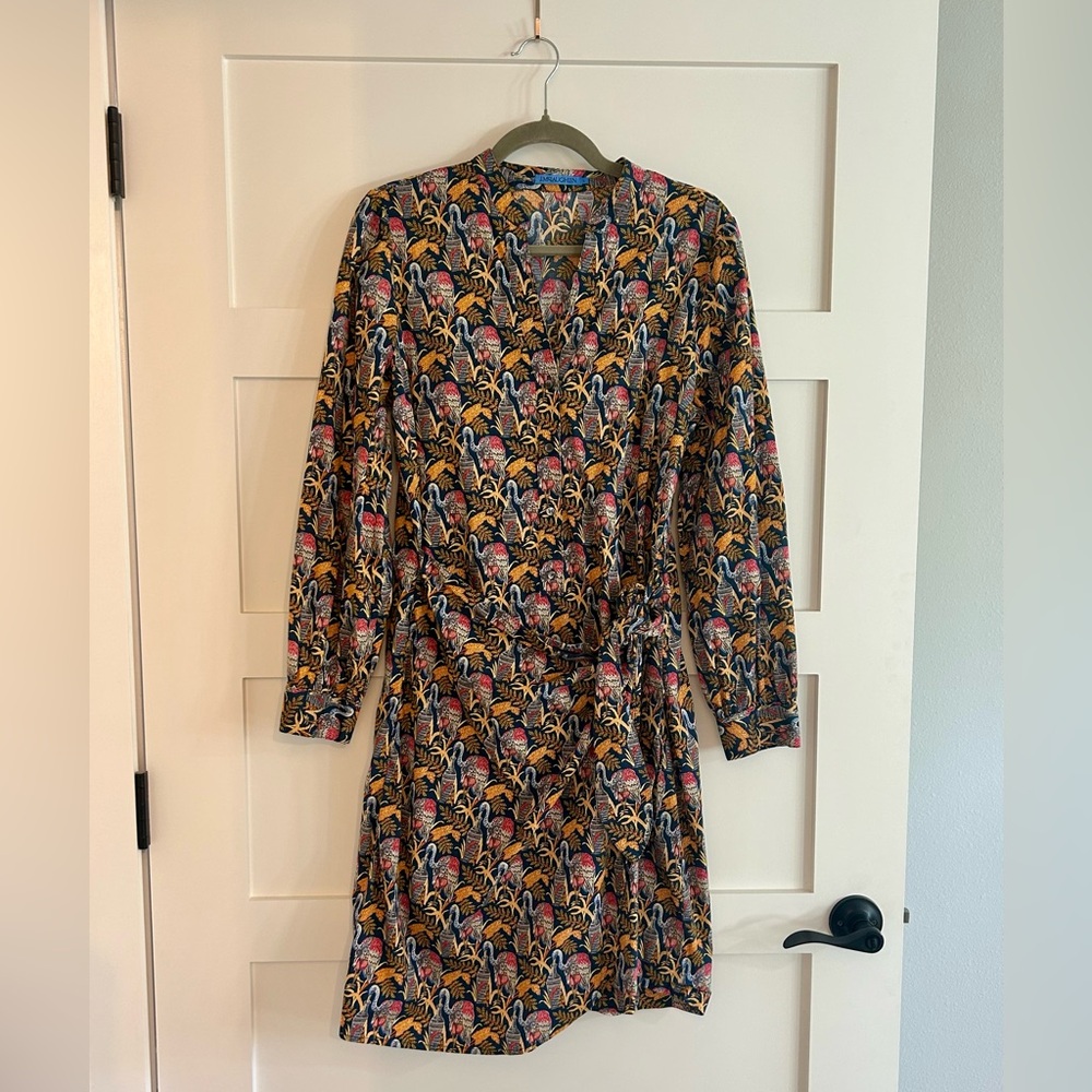 J McLaughlin Bird print Long Sleeve Dress